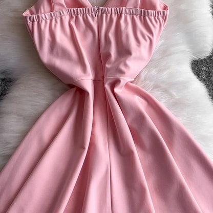 Chic V-neck  Ruched slim off shoulder  A-line High Waist Evening Party dress Women High Street ceremony dresses