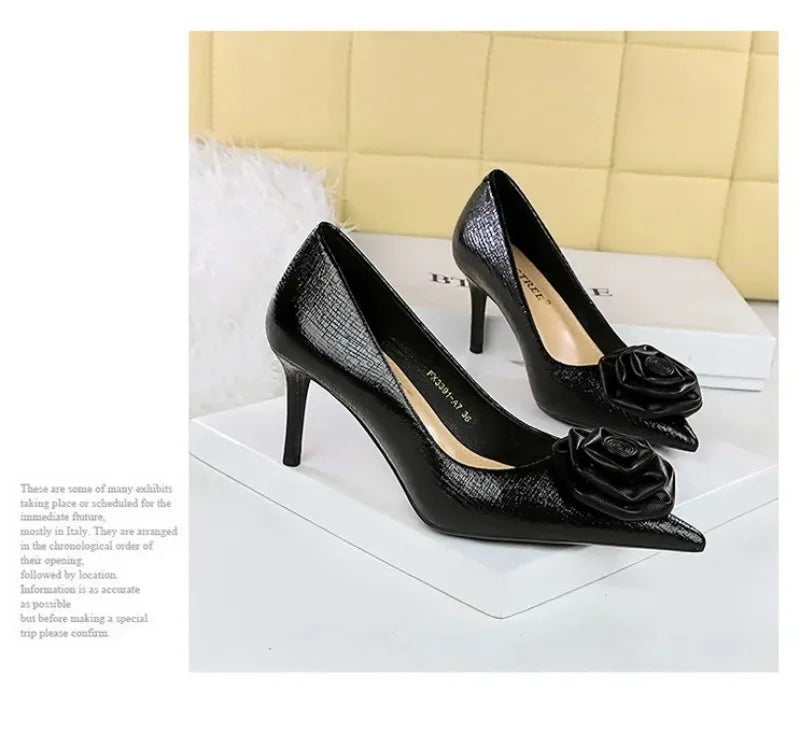 Luxury Designer Women Shoes New Fashion Patent Leather Pointed Tip High Heels for Woman Elegant France Casual Shoe Zapatos Mujer