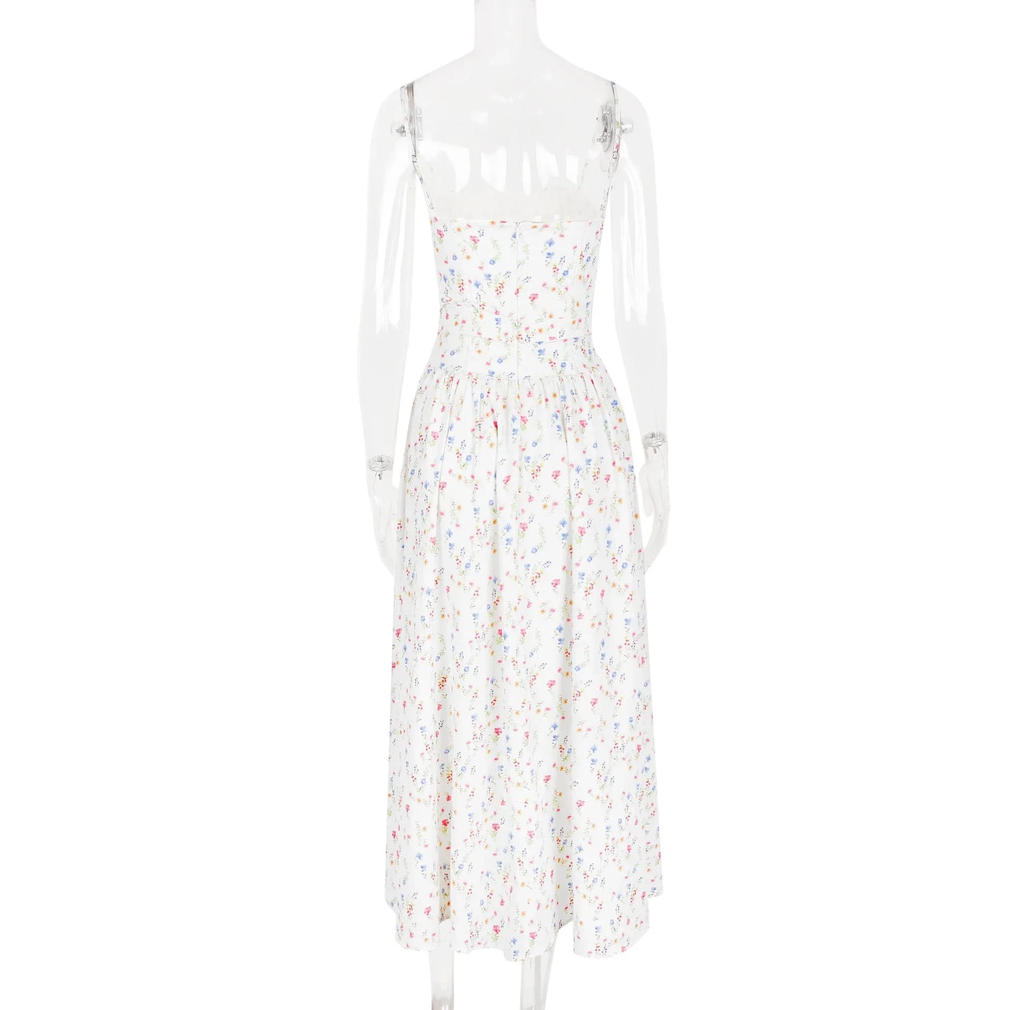 Oligai Floral Print Midi Sundress Elegant Spaghetti Strap Flowy Dress Aussie Summer Women Boho Chic Beach Dress