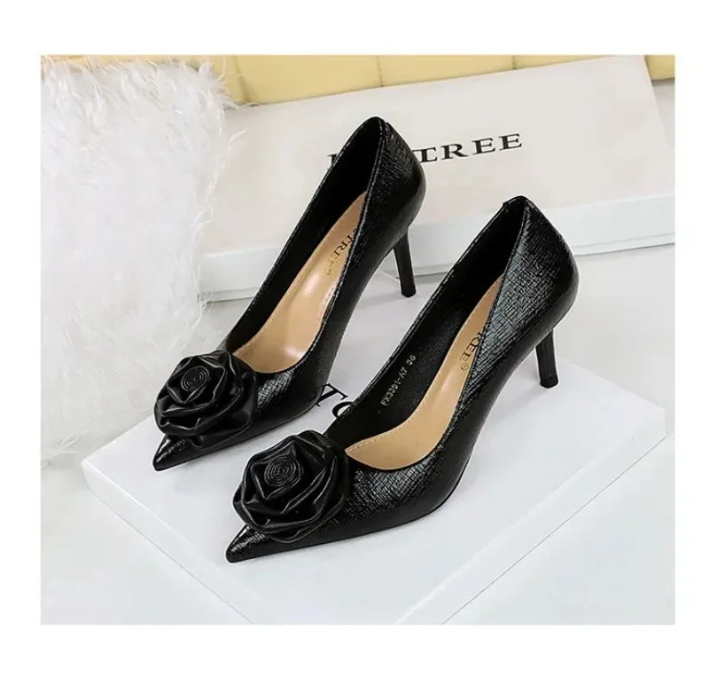 Luxury Designer Women Shoes New Fashion Patent Leather Pointed Tip High Heels for Woman Elegant France Casual Shoe Zapatos Mujer