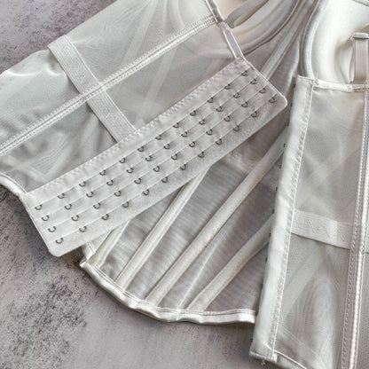Transparent Mesh Sexy Waisted Lady Corset Elegant Shaping Women Bustier Girls Slim Evening Wear Crops Top Lady Short Body Shaper