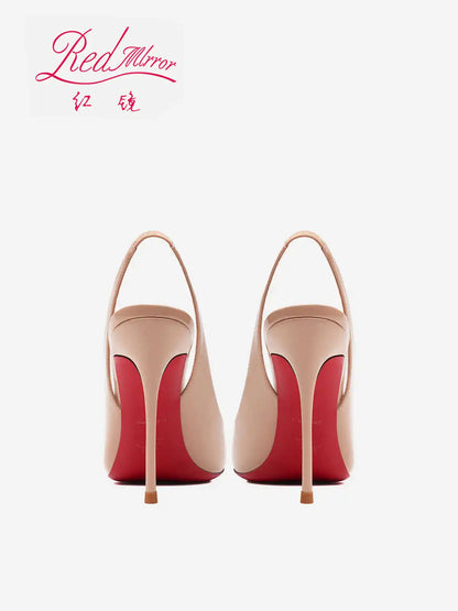 Heeled sandals Red Shiny Bottoms Naked color luxury Hollow 2025 New Elegant High Heels Sexy Slingbacks Ladies Shoes Women shoes