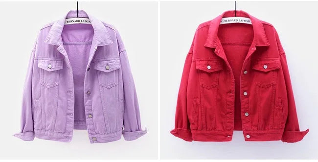 Classic Denim Jacket Women Jeans 2023 Jean Boyfriend Jackets for Women Oversize Loose Coat Veste Femme Purple White Yellow Mujer