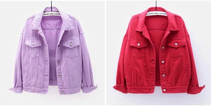 Classic Denim Jacket Women Jeans 2023 Jean Boyfriend Jackets for Women Oversize Loose Coat Veste Femme Purple White Yellow Mujer