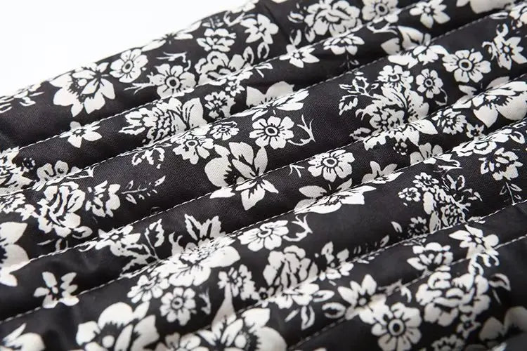 HH Floral Print Jacket For Women Autumn Quilted Reversible Cotton Coat Cardigan Long Sleeve Jackets Elegant Woman Streetwear