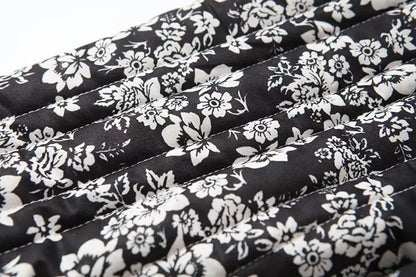 HH Floral Print Jacket For Women Autumn Quilted Reversible Cotton Coat Cardigan Long Sleeve Jackets Elegant Woman Streetwear