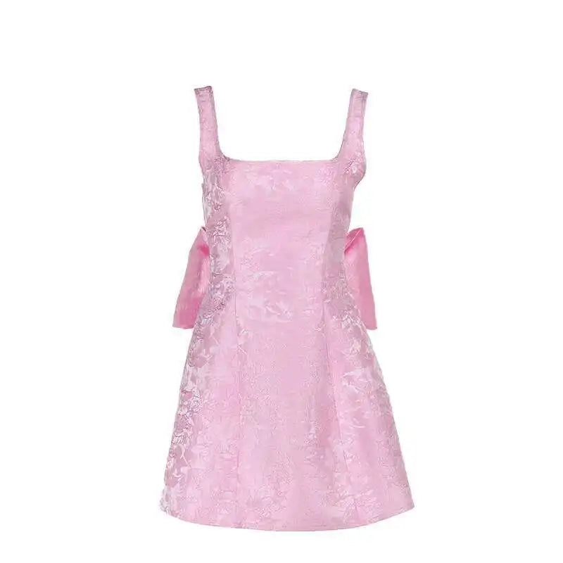 Avrilyaan Bow Spaghetti Strap Backless Sexy A-line Dress Women Strapless Party Dress Elegant Bodycon Mini Summer Dress Vestidos
