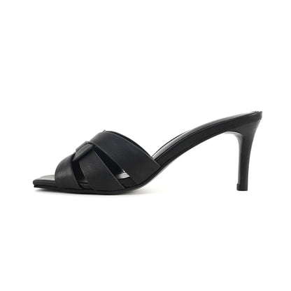 Summer Elegant Women's High Heels Leather Open Toe Fish Mouth Slippers Fashion Women's Shoes Luxury Party Shoes Plus Size 34-44