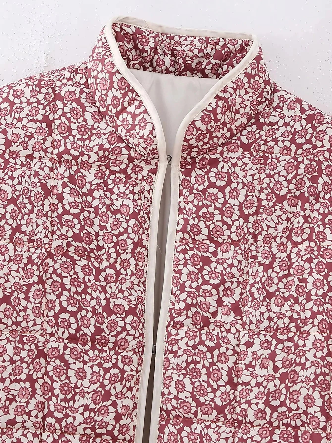 HH Floral Print Jacket For Women Autumn Quilted Reversible Cotton Coat Cardigan Long Sleeve Jackets Elegant Woman Streetwear