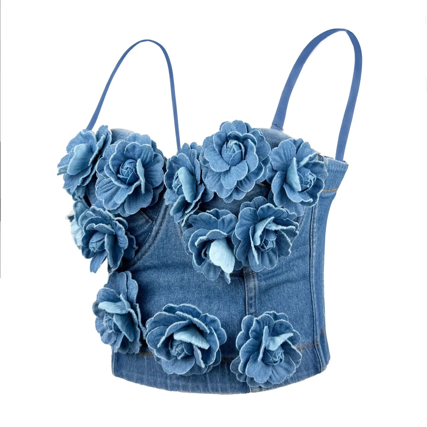 Sexy Beachwear Corset 3D Floral Applique Cute Women Deading Design Bustier Ladies Event Party Crop Top Short French Sweet Cami