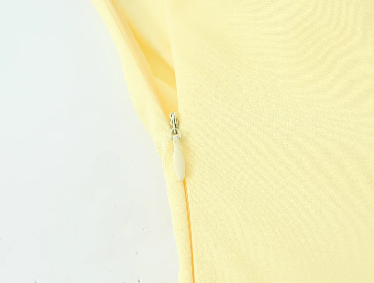 3 colors Sexy Wire Chest Boning Slim Waist Long Strapless Dress Women Cross Lacing up Back Ruched Hem Swing Party Vestido Yellow